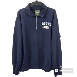 Roots Canada Mens Long Sleeve 1/4 Zip Pullover Medium